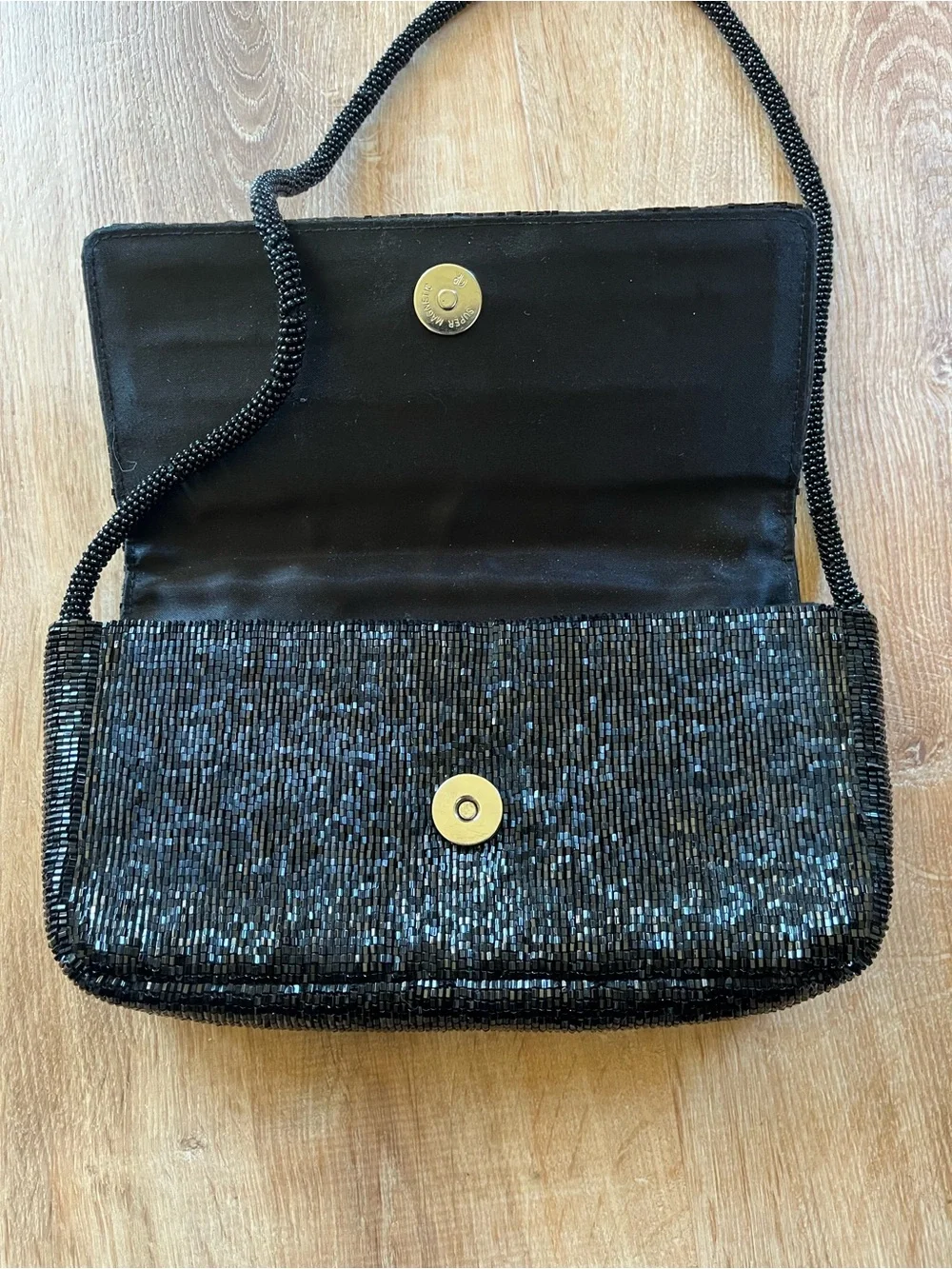 Black Beaded Evening Shoulder Bag